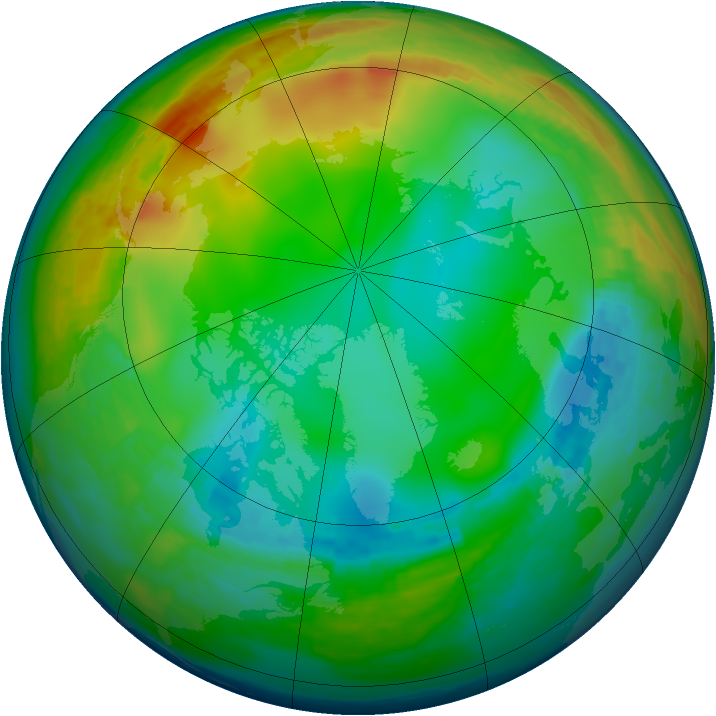 Arctic ozone map for 03 January 1992